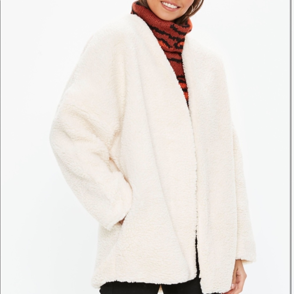Missguided beige teddy jacket coat